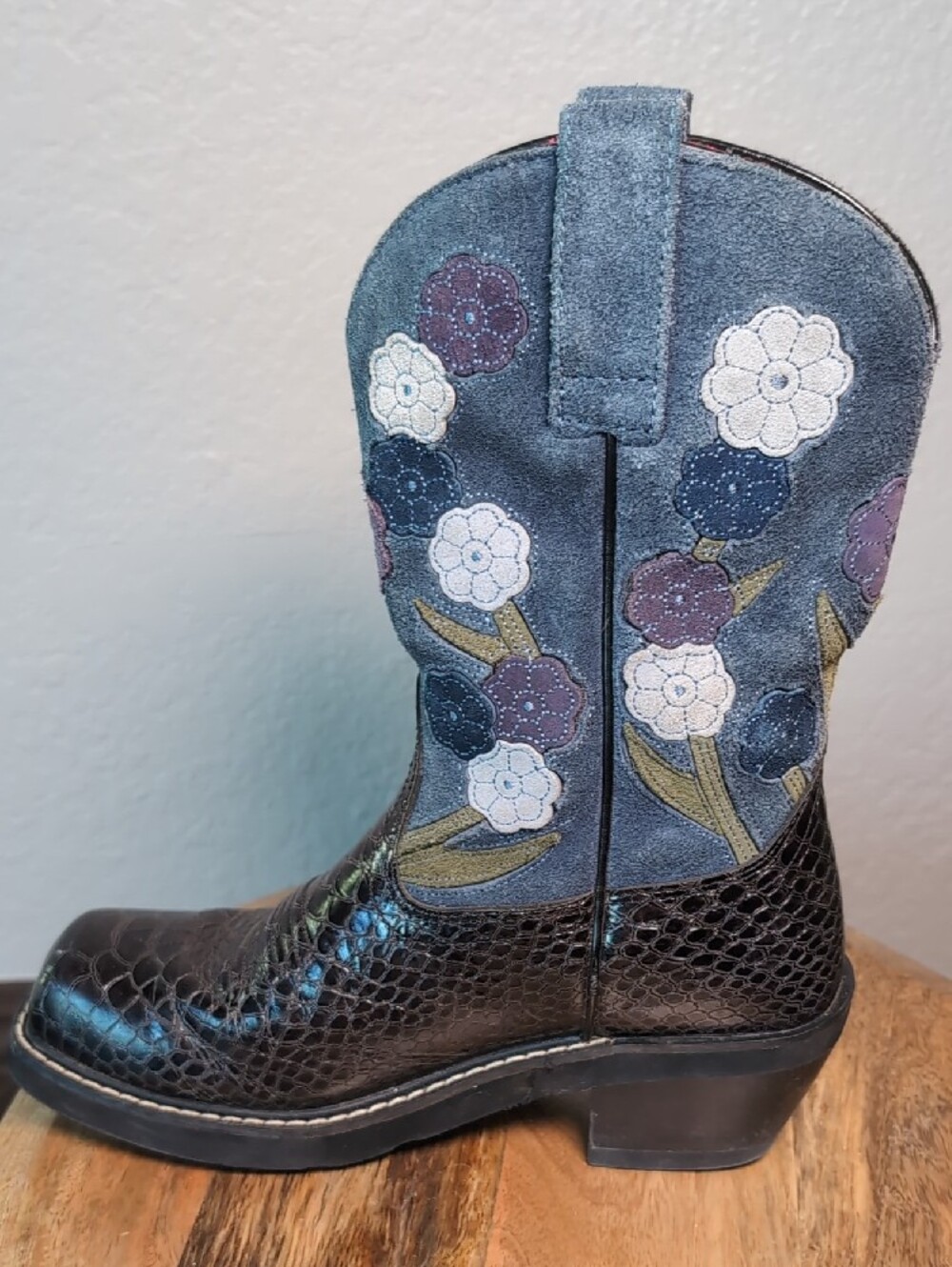 Ariat DollBaby Floral Suede Cowgirl Western Boots - Picture 3 of 14